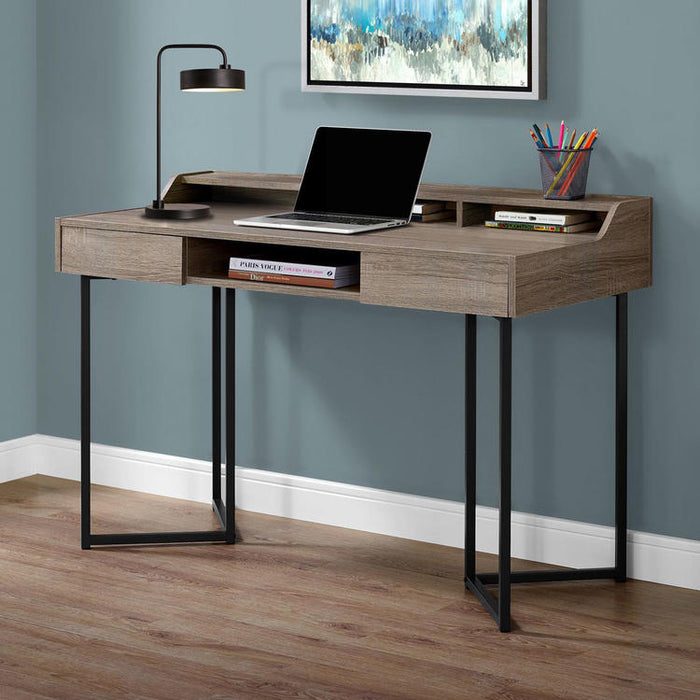 Monarch Specialties I 7360 | Computer workstation - 48" - With drawers - Black metal - Dark taupe-SONXPLUS Thetford Mines