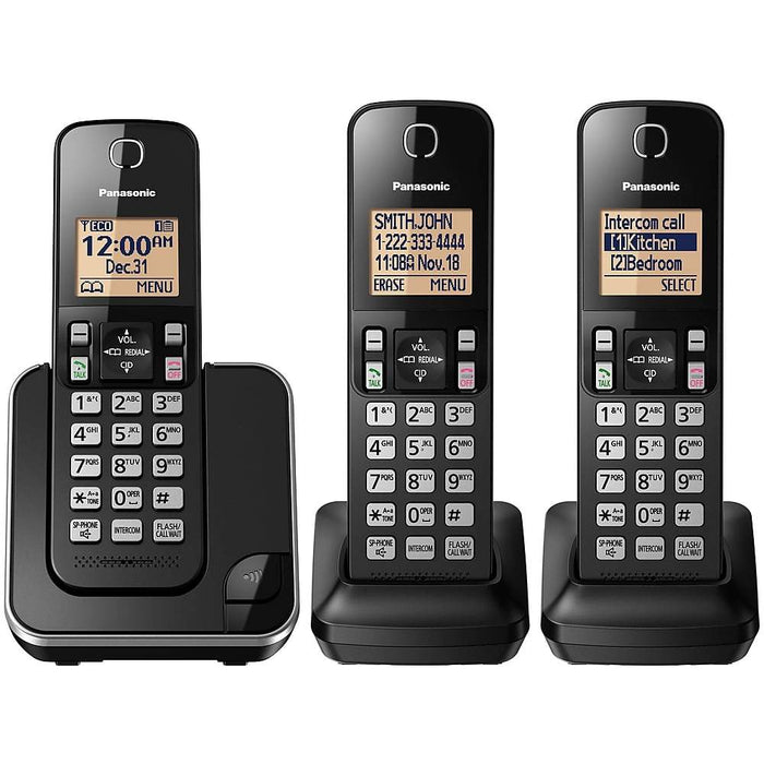 Panasonic KX-TGC383B | Cordless phone - 3 handsets - Black-SONXPLUS Thetford Mines
