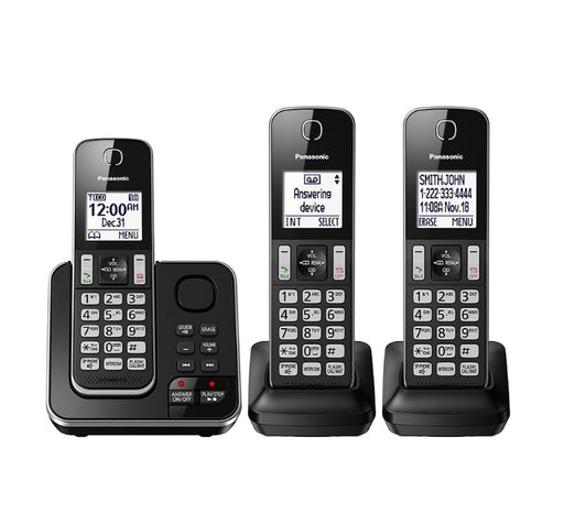 Panasonic KX-TGD393B | Cordless phone - 3 handsets - Answering machine - Black-SONXPLUS Thetford Mines