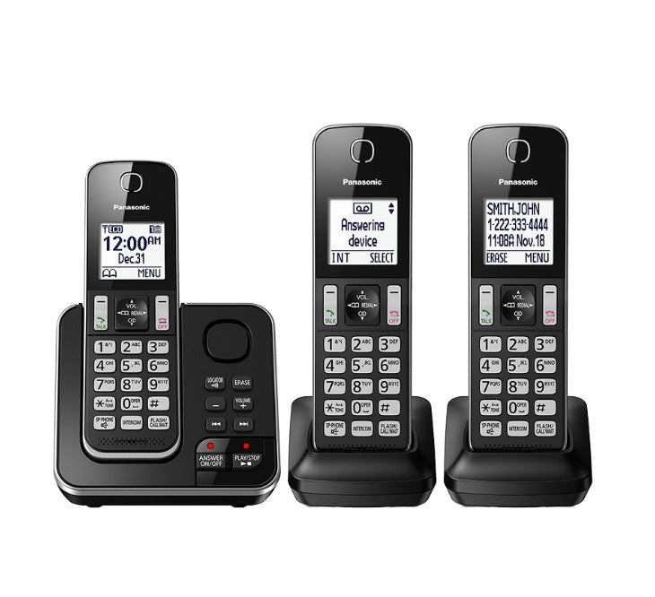 Panasonic KX-TGD393B | Cordless phone - 3 handsets - Answering machine - Black-SONXPLUS Thetford Mines