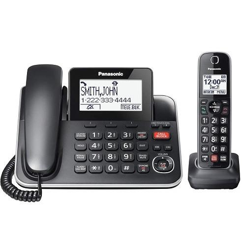 Panasonic KXTGF870B | Combo cordless phone - 1 fixed handset and 1 cordless handset - Answering machine - Black-SONXPLUS Thetford Mines