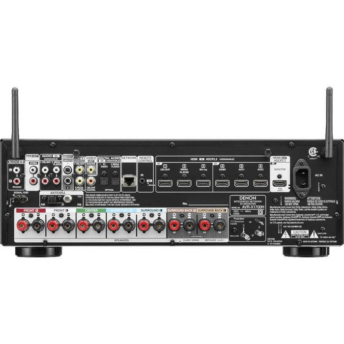 Denon AVRX1700H | Récepteur AV 7.2 canaux - Cinéma maison - Audio 3D - 8K - HEOS - 80 W / Canal - Noir-SONXPLUS Thetford Mines