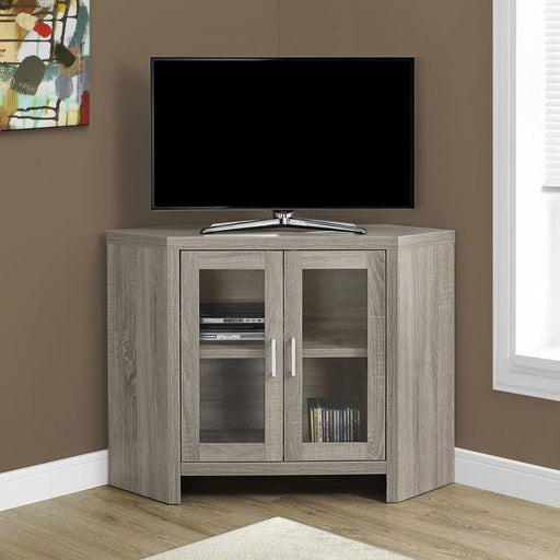 Monarch Specialties I 2701 | Meuble TV - 42" - En coin - Portes vitrés - Taupe Foncé-SONXPLUS Thetford Mines