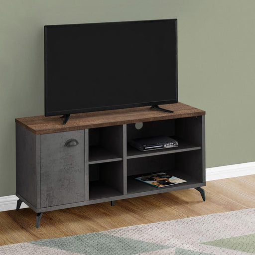 Monarch Specialties I 2830 | Meuble TV - 48" - Imitation bois - Brun moyen - Imitation de béton gris-SONXPLUS Thetford Mines