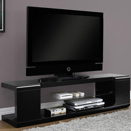 Monarch Specialties I 3536 | Meuble TV - 60" - Verre trempé - Noir lustré-SONXPLUS Thetford Mines