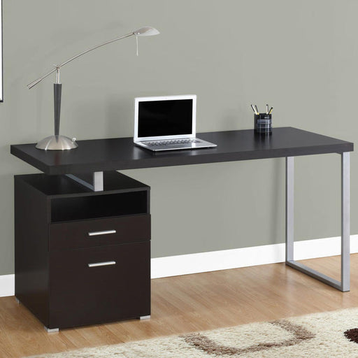 Monarch Specialties I 7143 | Meuble d'ordinateur - 60" - Métal argent - Espresso-SONXPLUS Thetford Mines