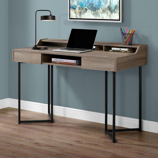Monarch Specialties I 7360 | Meuble d'ordinateur - 48" - Avec tiroirs - Métal noir - Taupe foncé-SONXPLUS Thetford Mines