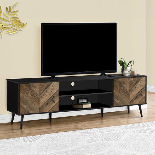 Monarch Specialties I 2781 | Meuble pour téléviseur 72'' - Base noir - Avec 2 portes simili-bois-SONXPLUS Thetford Mines