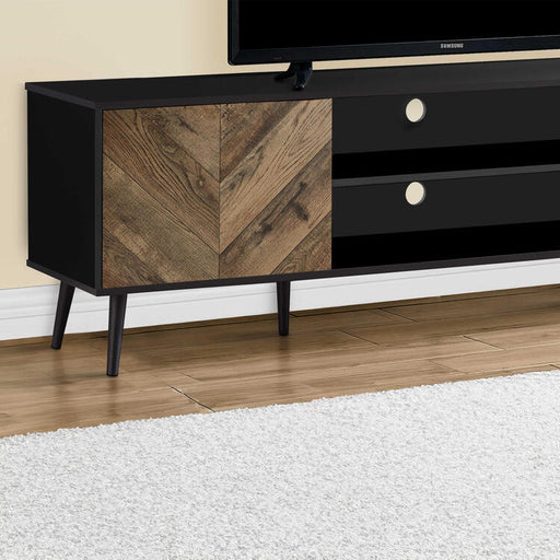 Monarch Specialties I 2781 | Meuble pour téléviseur 72'' - Base noir - Avec 2 portes simili-bois-SONXPLUS Thetford Mines