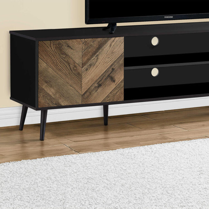 Monarch Specialties I 2781 | Meuble pour téléviseur 72'' - Base noir - Avec 2 portes simili-bois-SONXPLUS Thetford Mines