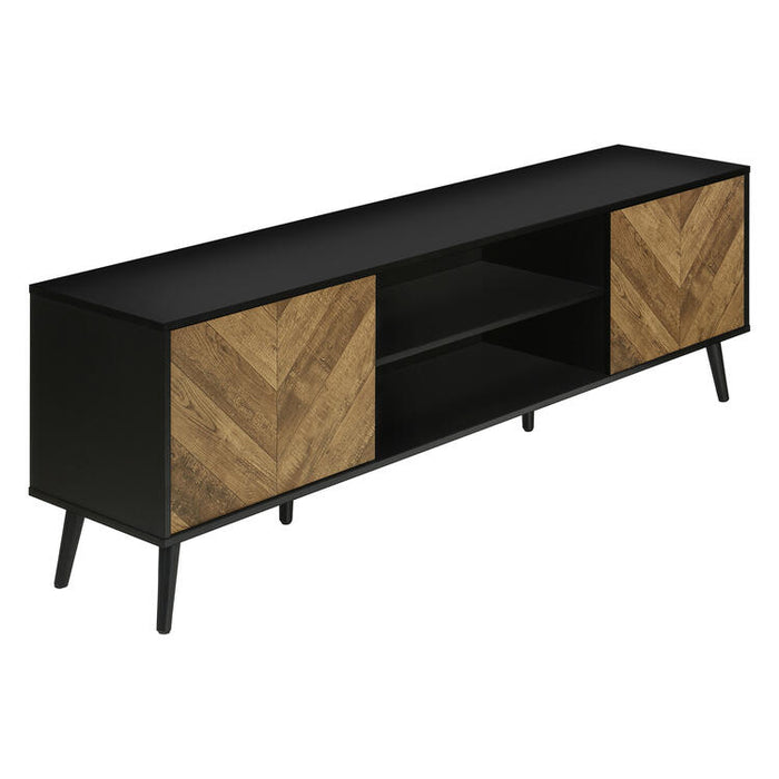Monarch Specialties I 2781 | Meuble pour téléviseur 72'' - Base noir - Avec 2 portes simili-bois-SONXPLUS Thetford Mines