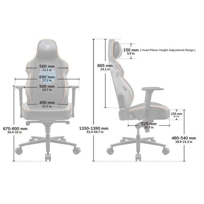 Cougar NxSys Aero | Play chair - Built-in 200mm fan - Scalloped bucket seat - Orange-SONXPLUS Thetford Mines
