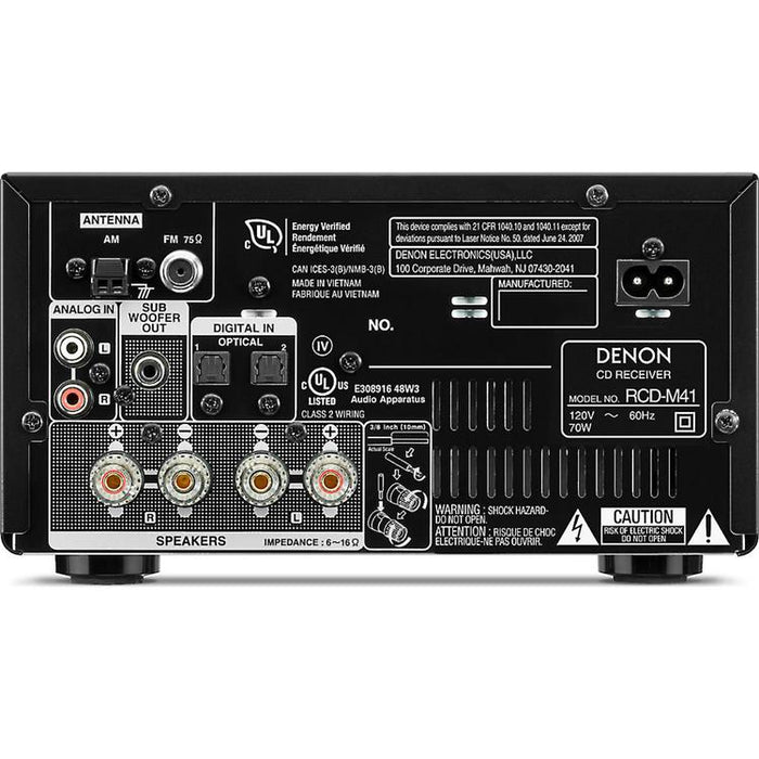 Denon DM-41SBK | Micro-Chaîne Hi-Fi sans fil - 2 Canaux - Bluetooth - Noir-SONXPLUS Thetford Mines