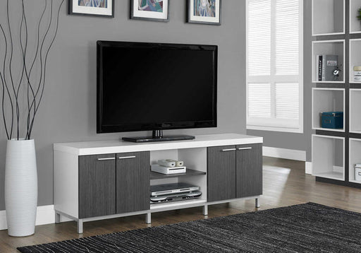 Monarch Specialties I 2591 | Meuble TV - 60" - 1 Tiroir - Blanc/Gris-SONXPLUS Thetford Mines