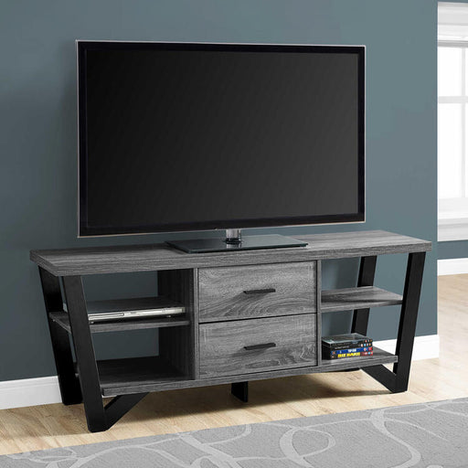 Monarch Specialties I2762 | Meuble TV - 60" - 2 Tiroirs de rangement - Gris/Noir-SONXPLUS Thetford Mines