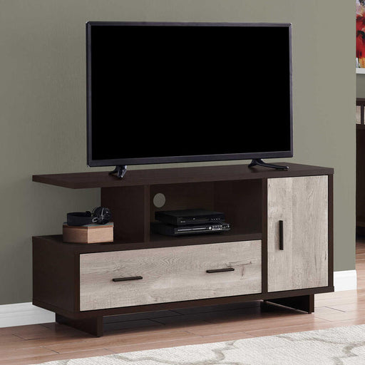 Monarch Specialties I2805 | Meuble TV - 48" - 1 Tiroir - 1 Armoire - Espresso/Taupe-SONXPLUS Thetford Mines