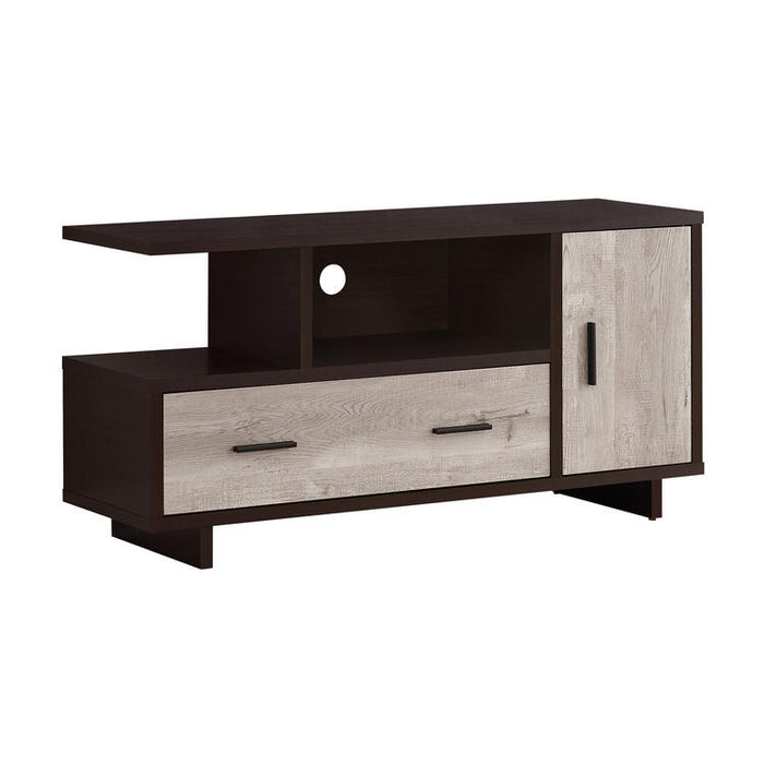 Monarch Specialties I2805 | TV stand - 48" - 1 Drawer - 1 Cabinet - Espresso/Taupe-SONXPLUS Thetford Mines