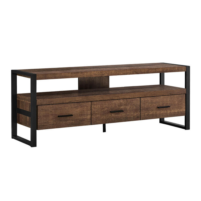 Monarch Specialties I2820 | Meuble TV - 60" - 3 Tiroirs - Brun foncé-SONXPLUS Thetford Mines