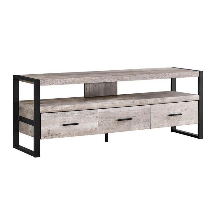 Monarch Specialties I2822 | TV stand - 60" - 3 Drawers - Taupe-SONXPLUS Thetford Mines