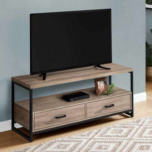 Monarch Specialties I2872 | Meuble TV - 48" - 2 Tiroirs de rangement - Taupe foncé-SONXPLUS Thetford Mines