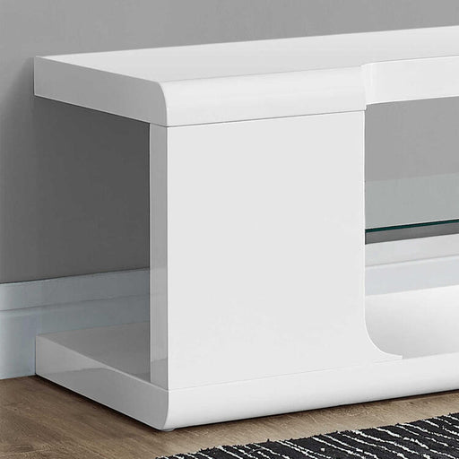 Monarch Specialties I3535 | Meuble TV - 60" - 1 Tablette en verre - Blanc-SONXPLUS Thetford Mines