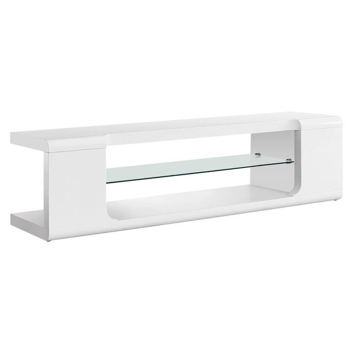 Monarch Specialties I3535 | Meuble TV - 60" - 1 Tablette en verre - Blanc-SONXPLUS Thetford Mines