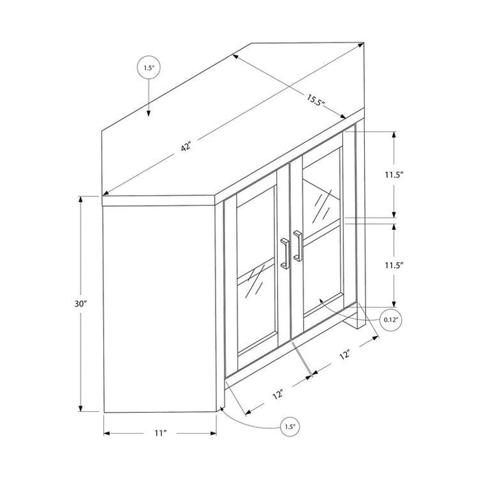 Monarch Specialties I 2701 | Meuble TV - 42" - En coin - Portes vitrés - Taupe Foncé-SONXPLUS.com