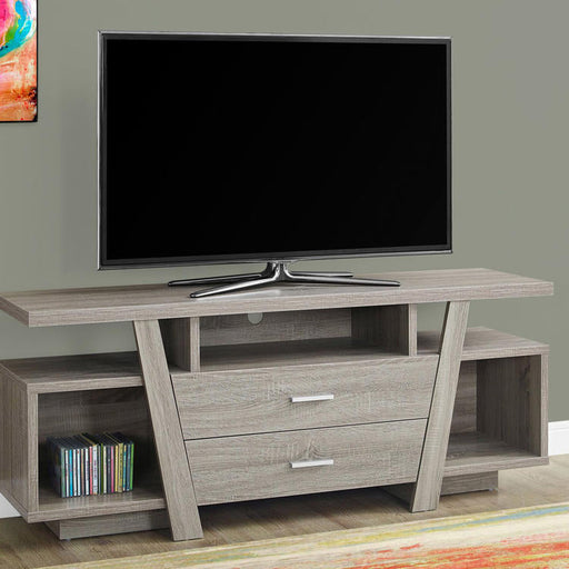 Monarch Specialties I 2721 | Meuble TV - 60" - 2 Tiroirs de rangement - Taupe foncé-SONXPLUS.com