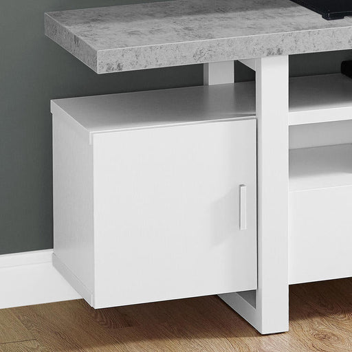 Monarch Specialties I 2725 | Meuble TV - 60" - Dessus en simili-ciment - Blanc-SONXPLUS.com