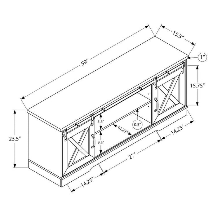 Monarch Specialties I 2745 | TV stand - 60" - 2 sliding doors - Expresso-SONXPLUS.com