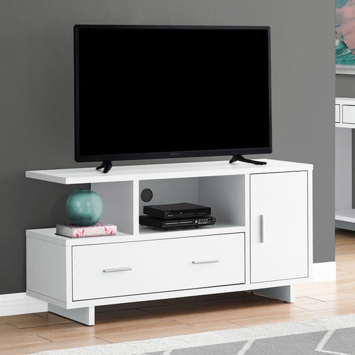 Monarch Specialties I 2800 | Meuble TV - 48" - Avec rangement - Blanc-SONXPLUS.com