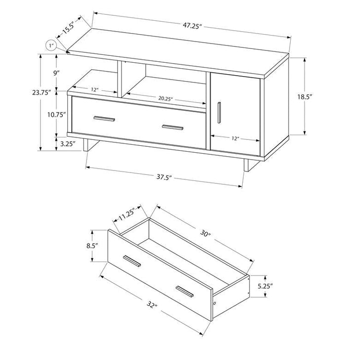 Monarch Specialties I 2800 | TV stand - 48" - With storage - White-SONXPLUS.com