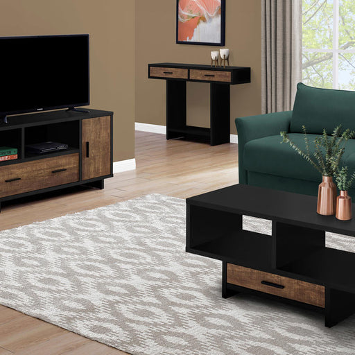 Monarch Specialties I 2803 | Meuble TV - 48" - Avec rangement - Imitation bois - Brun/Noir-SONXPLUS.com