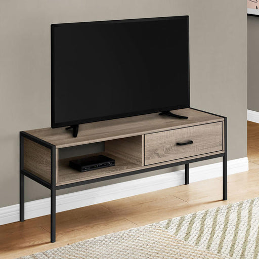 Monarch Specialties I 2876 | Meuble TV - 48" - Métal noir - Taupe foncé-SONXPLUS.com