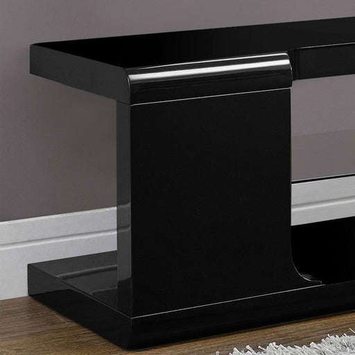 Monarch Specialties I 3536 | Meuble TV - 60" - Verre trempé - Noir lustré-SONXPLUS.com