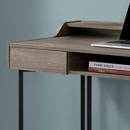Monarch Specialties I 7360 | Meuble d'ordinateur - 48" - Avec tiroirs - Métal noir - Taupe foncé-SONXPLUS.com