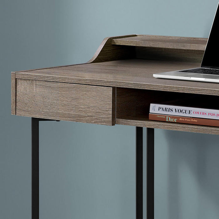 Monarch Specialties I 7360 | Meuble d'ordinateur - 48" - Avec tiroirs - Métal noir - Taupe foncé-SONXPLUS.com