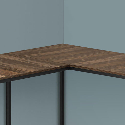 Monarch Specialties I 7391 | Meuble d'ordinateur - 58" - En coin - Conception en L - Métal noir - Immitation bois brun-SONXPLUS.com