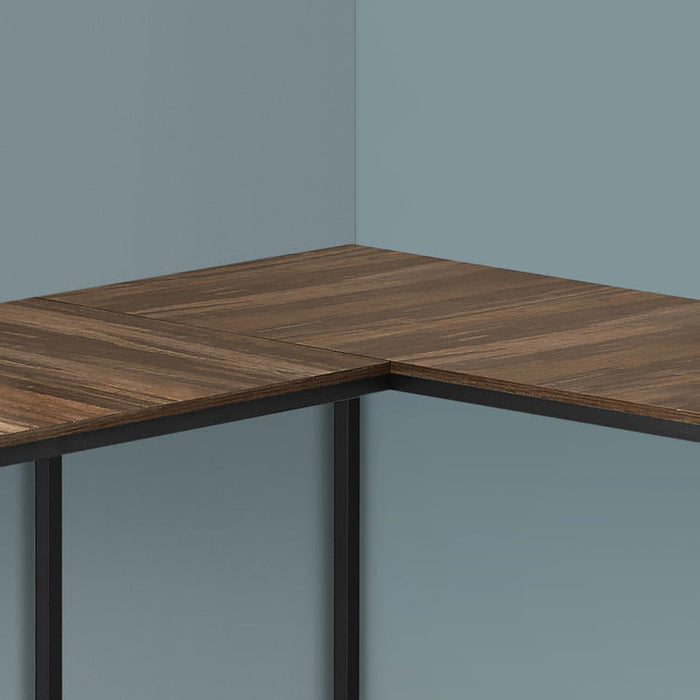 Monarch Specialties I 7391 | Meuble d'ordinateur - 58" - En coin - Conception en L - Métal noir - Immitation bois brun-SONXPLUS.com