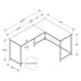 Monarch Specialties I 7391 | Meuble d'ordinateur - 58" - En coin - Conception en L - Métal noir - Immitation bois brun-SONXPLUS.com
