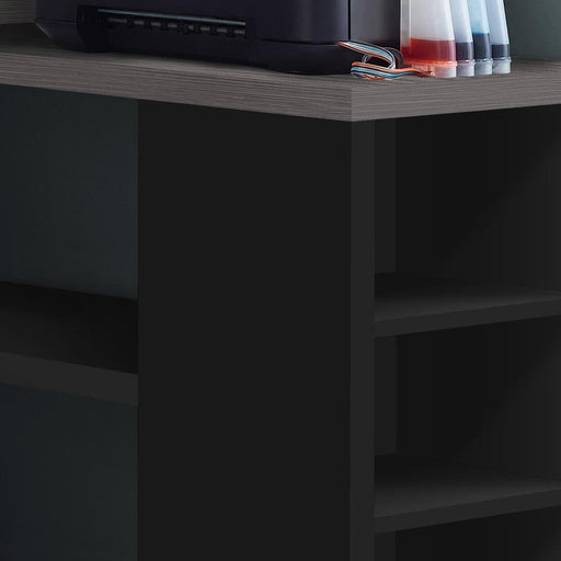 Monarch Specialties I 7419 | Meuble d'ordinateur - En coin - Conception en L - Orientation gauche ou droite - Avec tiroirs - Dessus gris - Noir-SONXPLUS.com