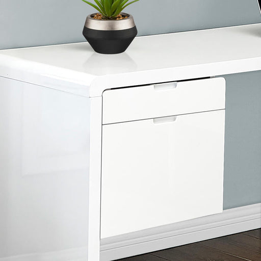 Monarch Specialties I 7582 | Meuble d'ordinateur - 70" - En coin - Conception en L - Configuration réversible - Avec tiroirs - Fini blanc lustré-SONXPLUS.com