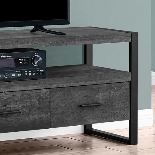 Monarch Specialties I 2823 | Meuble TV - 60" - 3 Tiroirs - Imitation Bois - Noir-SONXPLUS.com