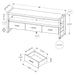 Monarch Specialties I 2823 | Meuble TV - 60" - 3 Tiroirs - Imitation Bois - Noir-SONXPLUS.com